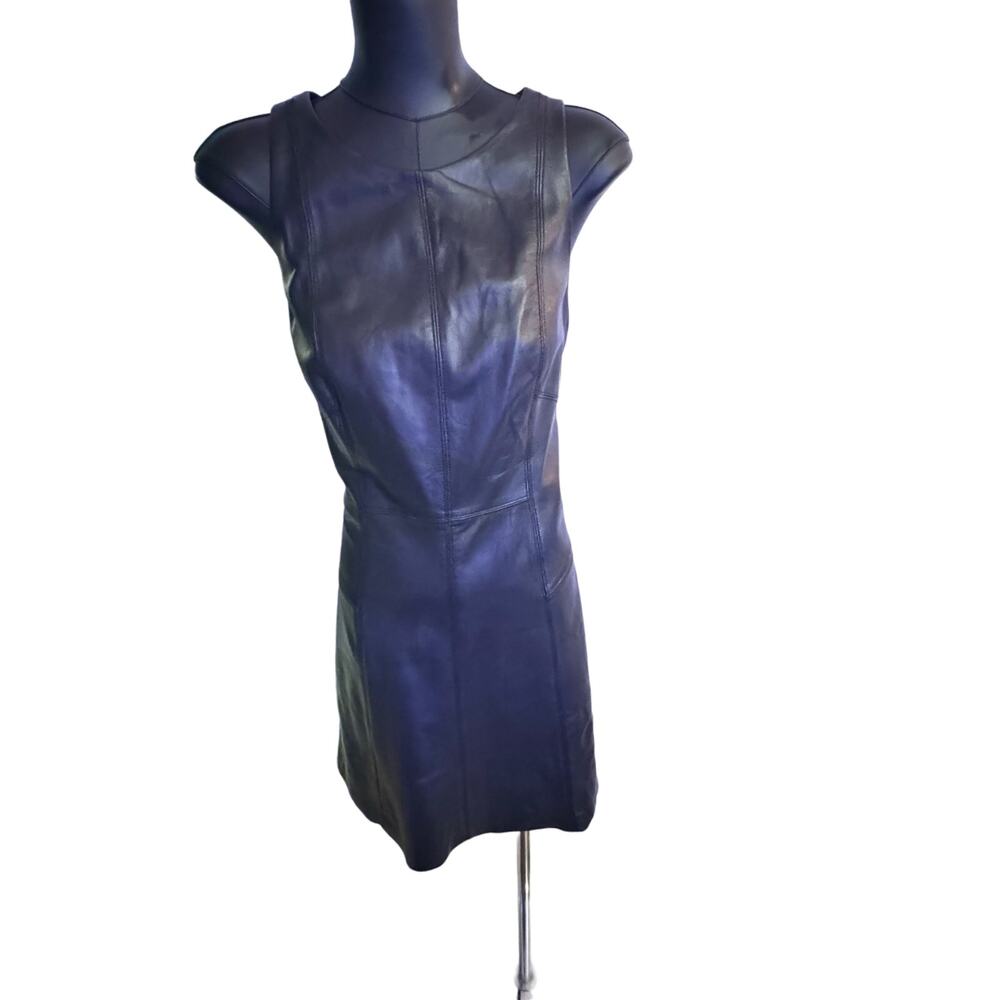 White House Black Market Genuine Leather Black Dress Size 6